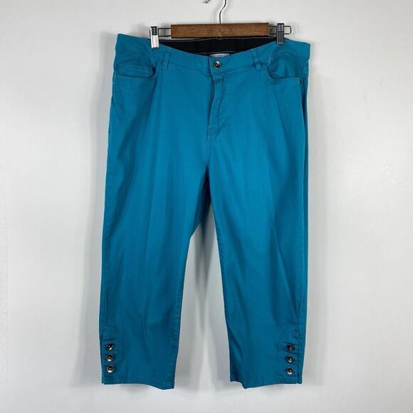 Catherines Plus Size 18 Capri Jeans Green Teal 5-Pocket - Picture 1 of 5